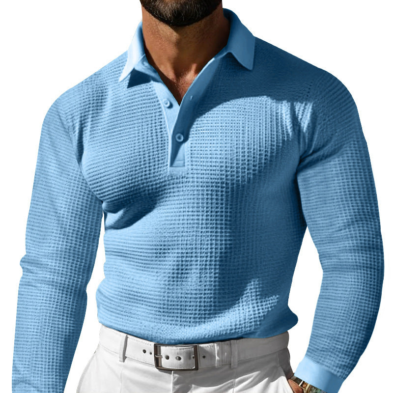Men's stylish long sleeve shirt with textured design and modern button placket Skorter