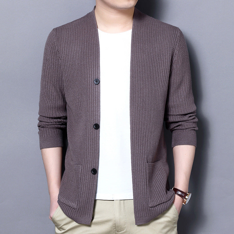 Men's Cardigan with Open Cut and Practical Pockets Skorter