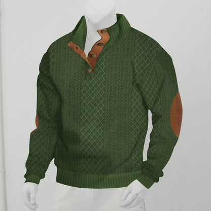 Men's sweatshirt with textured knit pattern and leather details Skorter