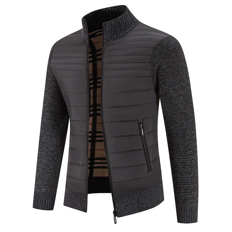 Men's quilted jacket with modern knit sleeves and high collar Skorter