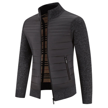 Men's quilted jacket with modern knit sleeves and high collar Skorter