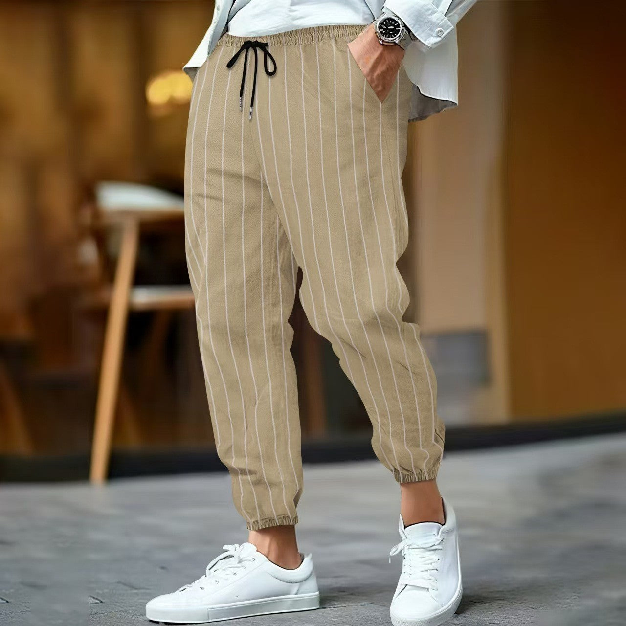 Men's stylish leisure pants with elegant striped pattern Skorter