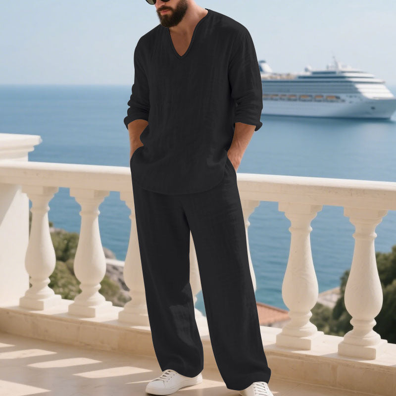 Luftig linnekostym för män Skorter