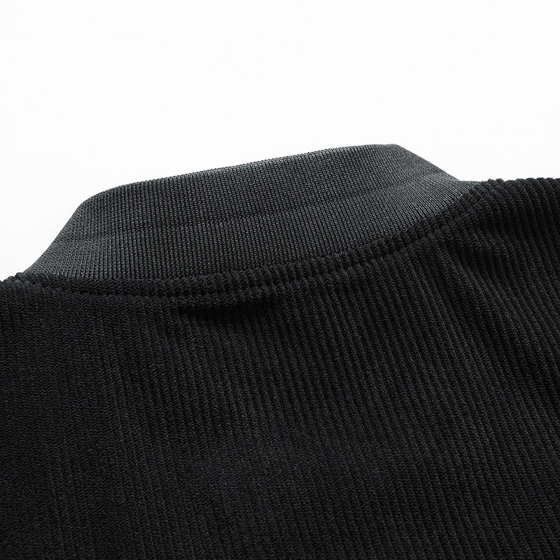 Herrbomberjacka med randig manchester och trendigt tryck Skorter