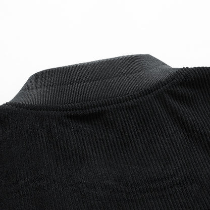 Herrbomberjacka med randig manchester och trendigt tryck Skorter