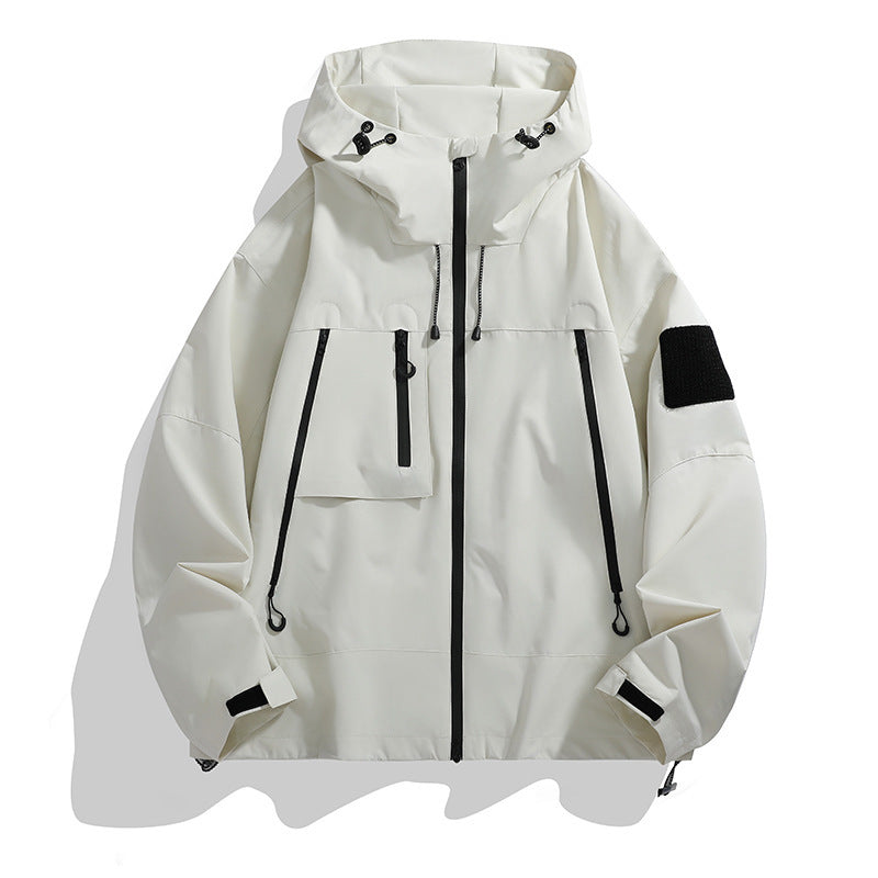 Men's technical outdoor jacket with adjustable hood design and multifunctional pockets Skorter