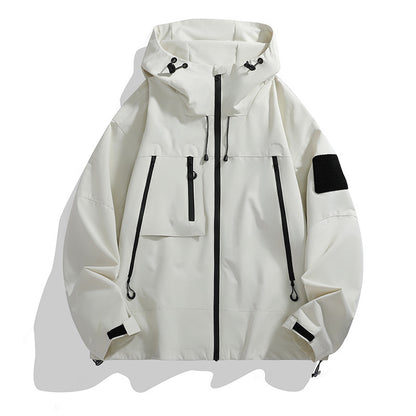 Men's technical outdoor jacket with adjustable hood design and multifunctional pockets Skorter