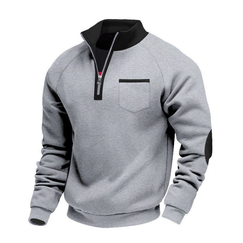 Men's sporty sweater with half zipper and modern contrast details Skorter