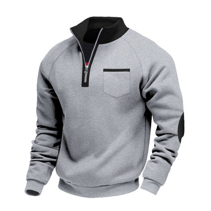 Men's sporty sweater with half zipper and modern contrast details Skorter