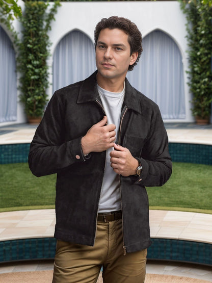 Men's suede jacket in minimalist design Skorter