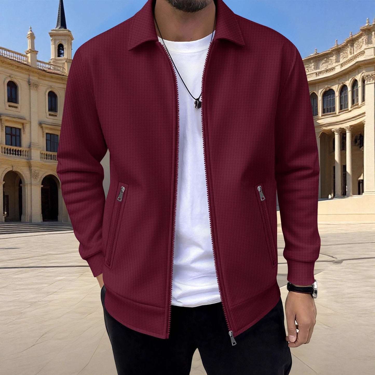 Men's sporty quilted jacket with side zipper pockets Skorter