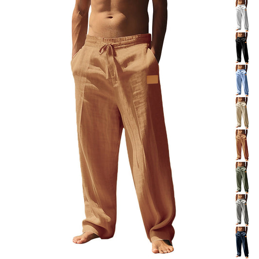 Herrbyxor i linne med resår i midjan, skorter