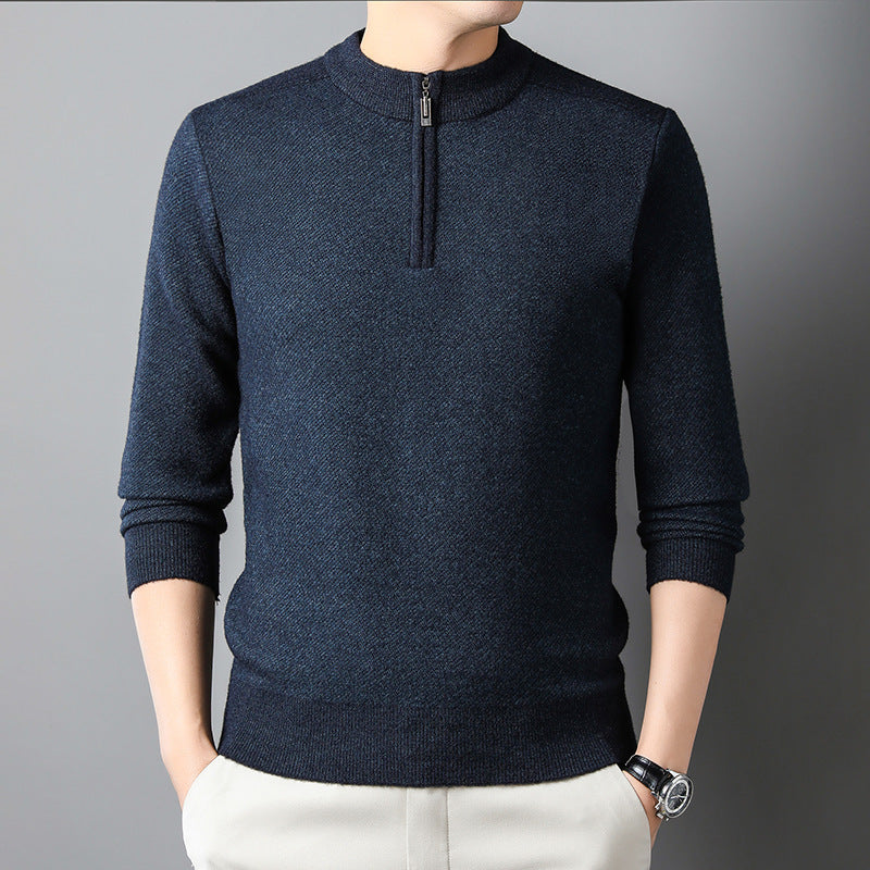 Men's sweater with half zipper and textured design Skorter