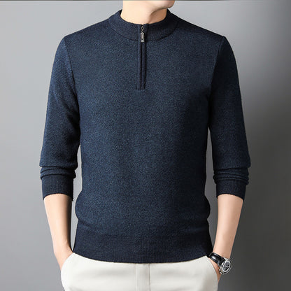 Men's sweater with half zipper and textured design Skorter