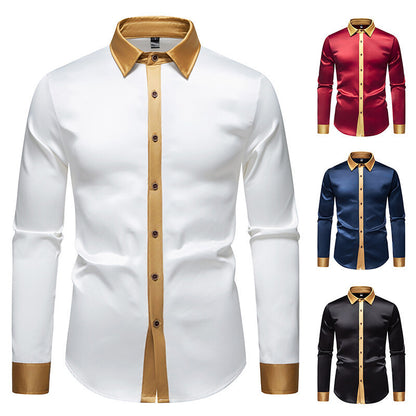Men's elegant long-sleeve shirt with satin accents Skorter