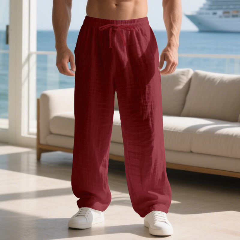 Men's airy beach pants with elastic waistband and side pockets Skorter