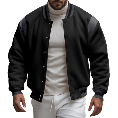 Men's Sporty College Jacket with Modern Design and Contrast Sleeves Skorter