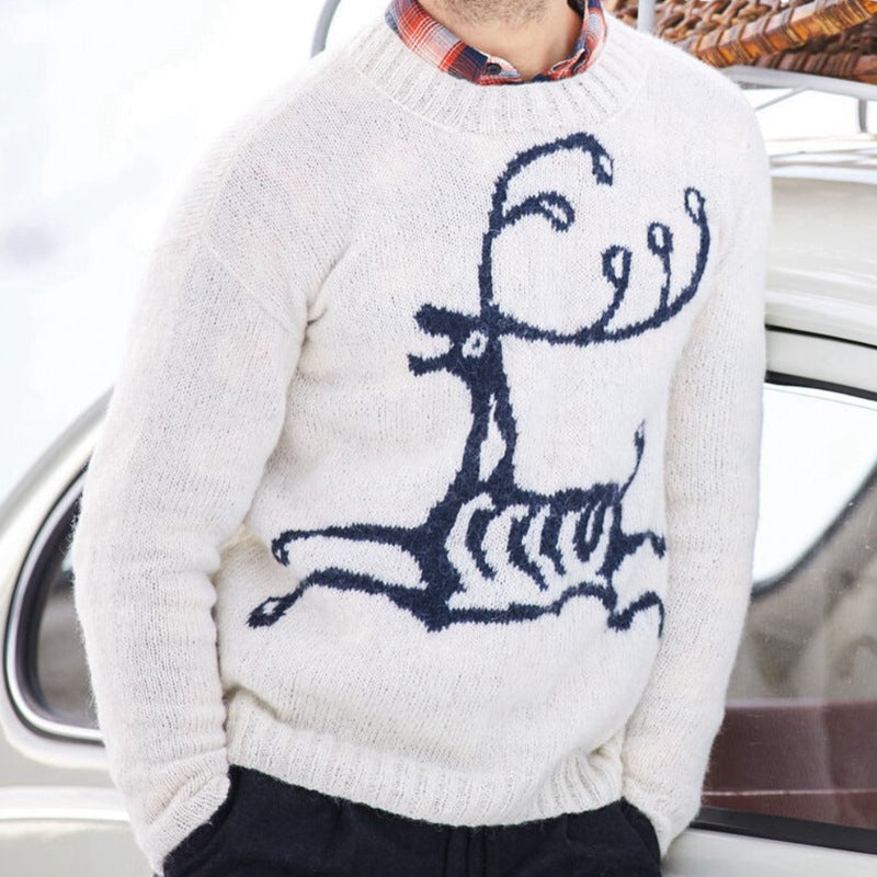 Men's sweater with festive reindeer motif and high-quality wool blend Skorter