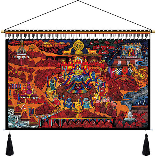 Skorter | Custom Tibetan fabric woven Tibet hanging cloth homestay decoration hotel restaurant living room bedroom headboard fabric painting weave