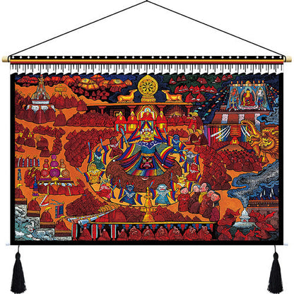 Skorter | Custom Tibetan fabric woven Tibet hanging cloth homestay decoration hotel restaurant living room bedroom headboard fabric painting weave