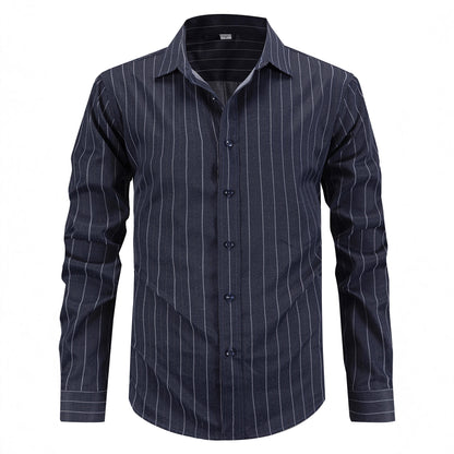 Men's stylish long-sleeved shirt with fine striped pattern and comfortable fit Skorter