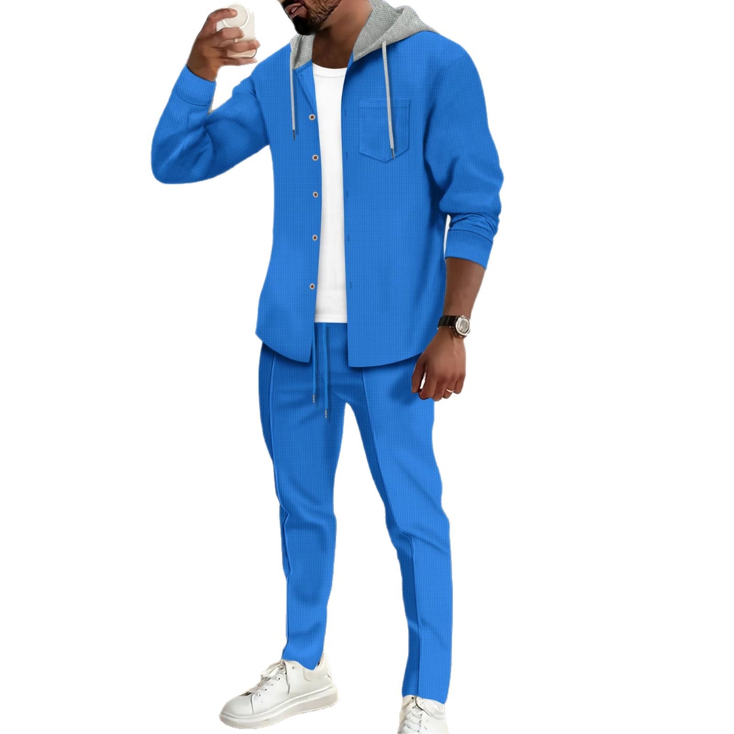 Men's stylish leisure set with hooded top and practical pockets Skorter
