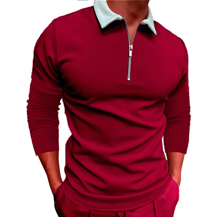 Men's sporty sweater with 1/4 zipper and contrasting collar Skorter