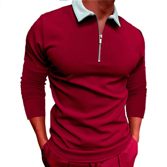 Men's sporty sweater with 1/4 zipper and contrasting collar Skorter