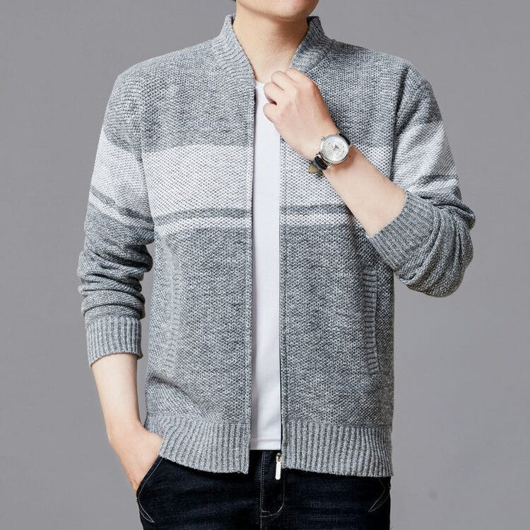 Herrkardigan med modern dragkedja och texturerad design Skorter