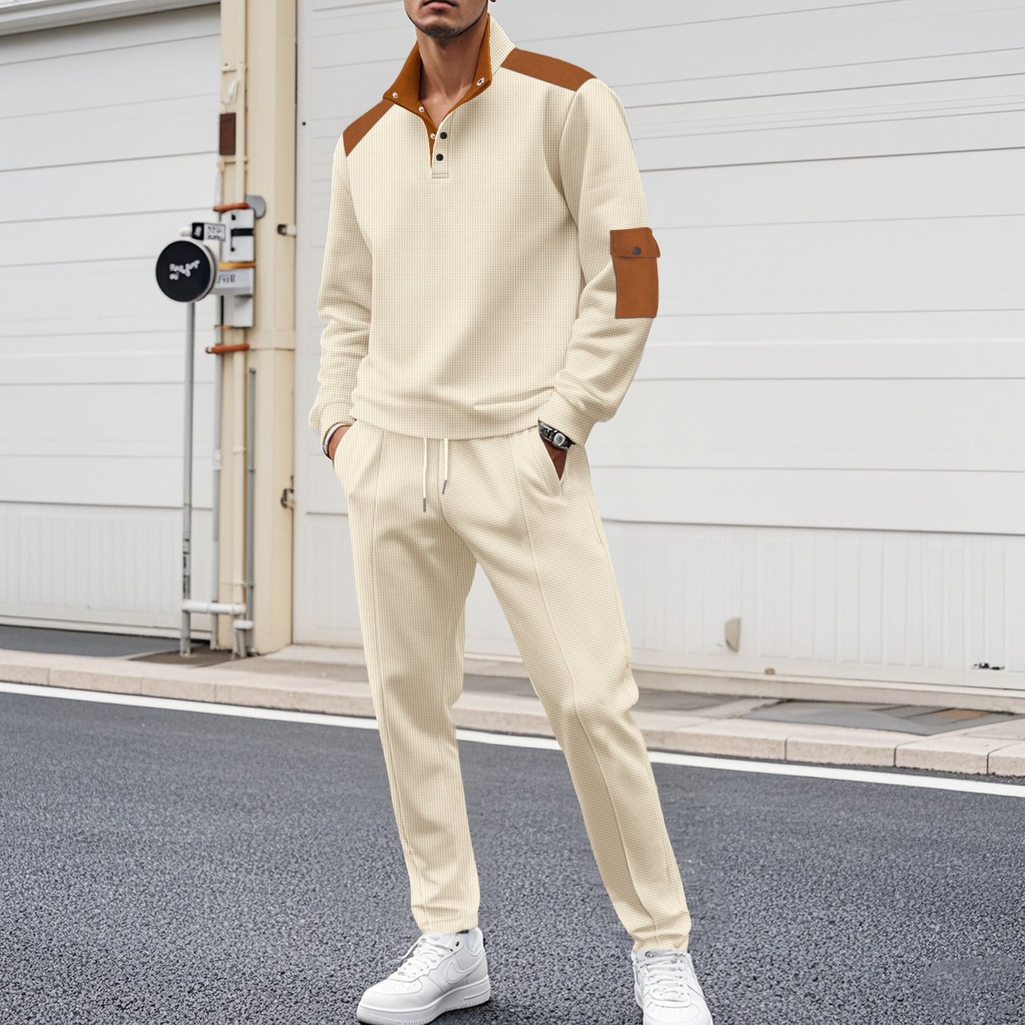 Men's Sporty Zip Set with Fashionable Accents and Structured Processing Skorter