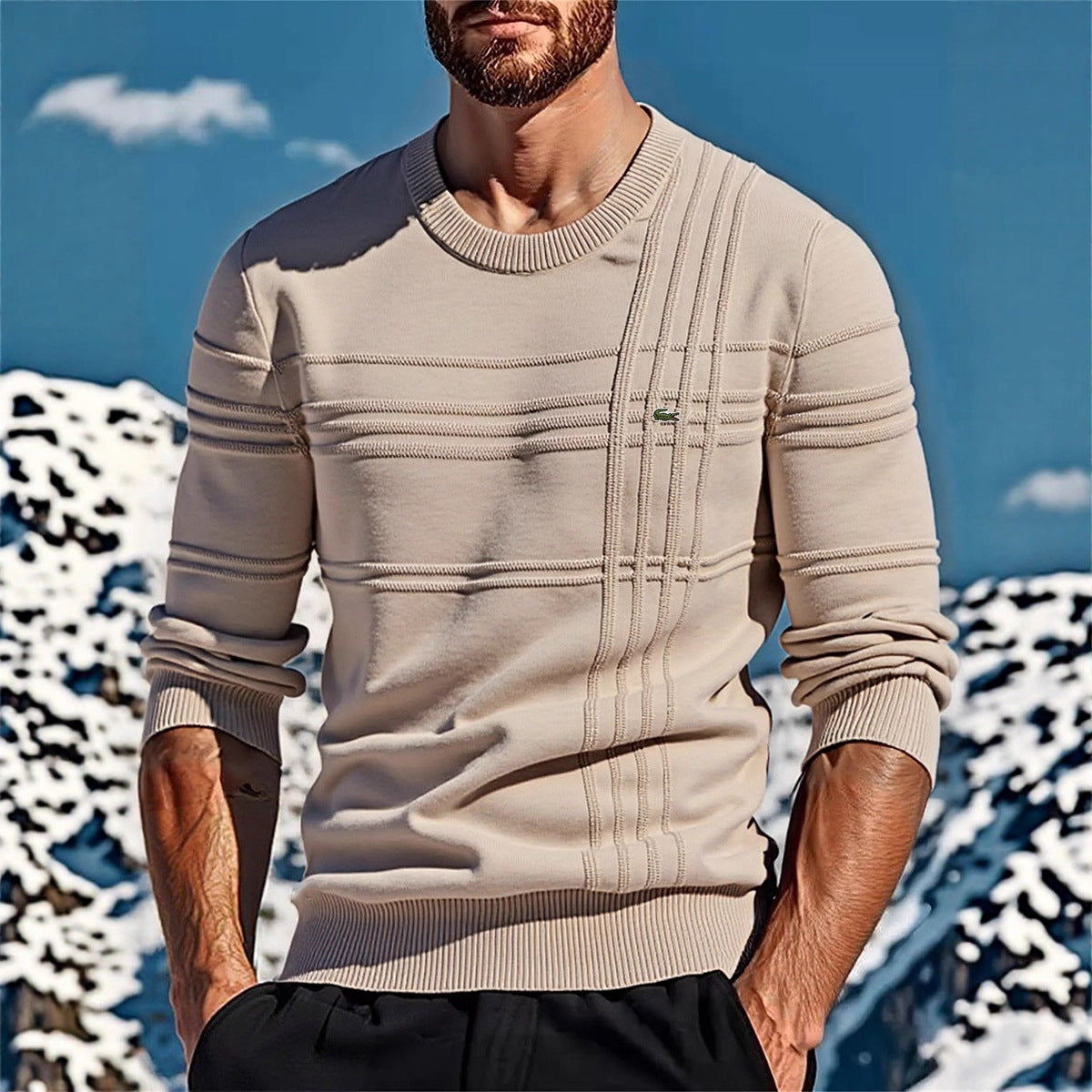 Men's stylish knitted sweater with unique texture details Skorter