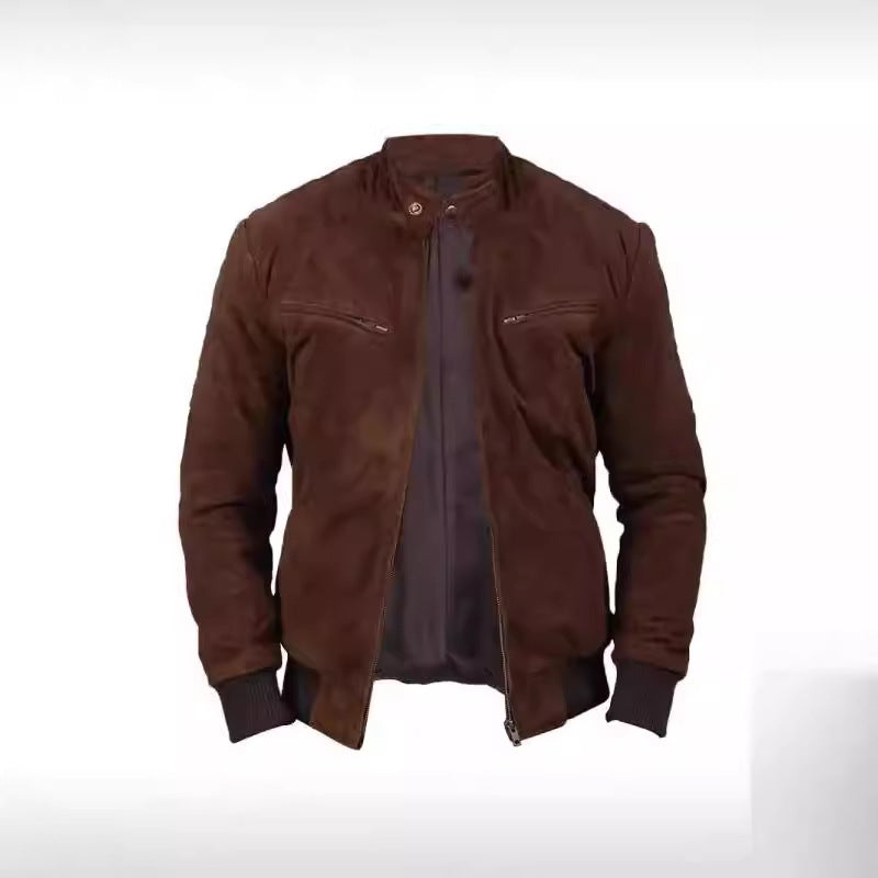 Men's suede jacket in modern design with practical pockets Skorter