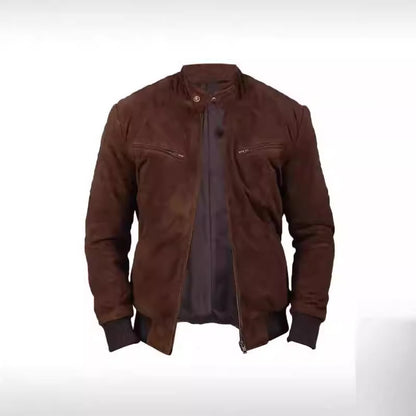 Men's suede jacket in modern design with practical pockets Skorter