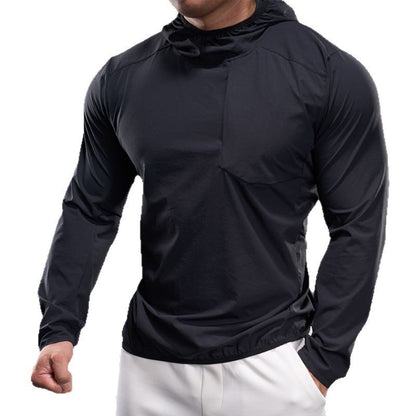 Herrskjorta med lång ärm och huva, andningsbar, kortärmad