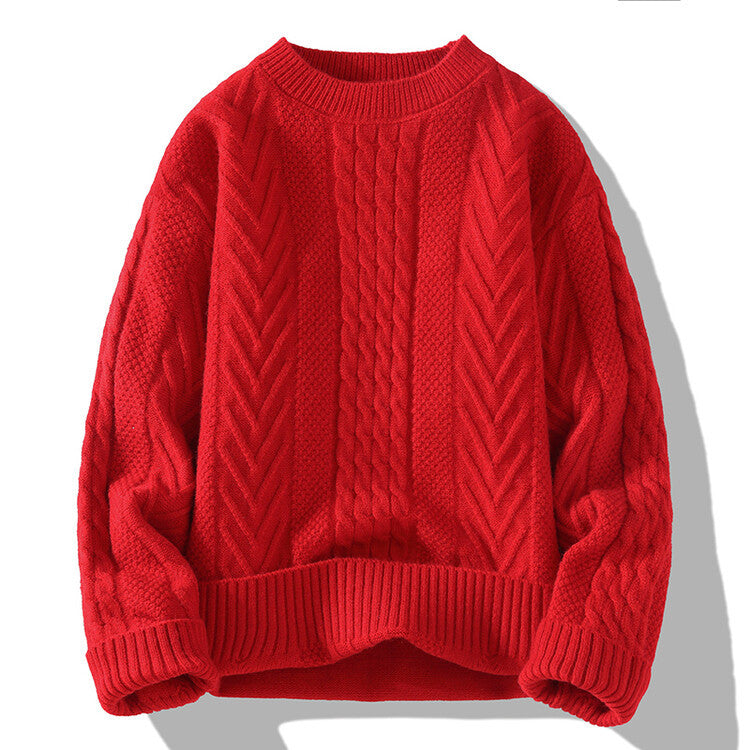Men's chunky knit sweater with cable pattern and casual cut Skorter