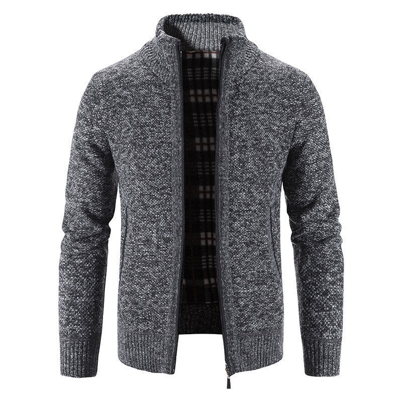 Men's Cardigan with High Collar and Luxurious Lining Skorter