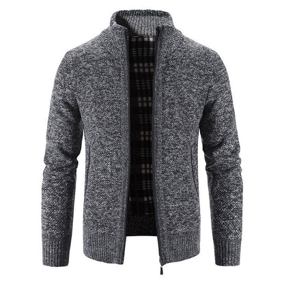 Men's Cardigan with High Collar and Luxurious Lining Skorter