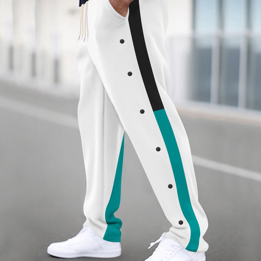 Men's Sporty Zipper Jogging Pants with Side Pockets and Snap Button Skorter