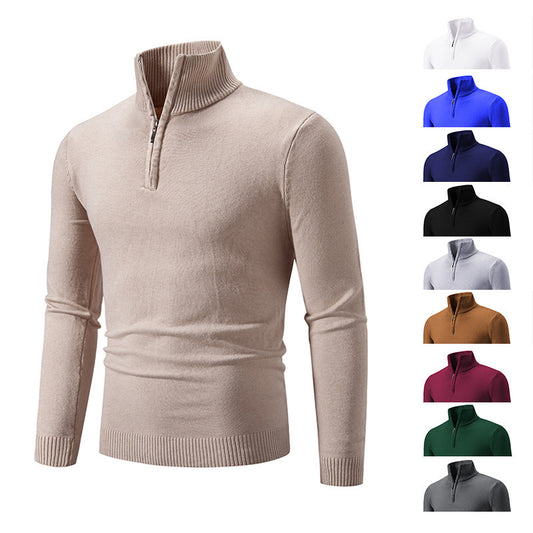 Men's stylish turtleneck sweater with zipper and fine knit texture Skorter