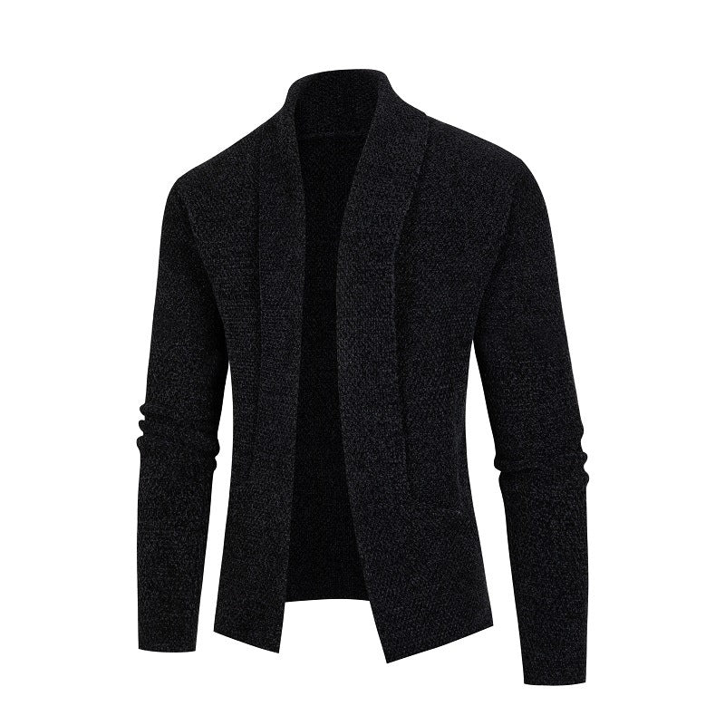 Men's cardigan with modern shawl collar and fine textured pattern Skorter