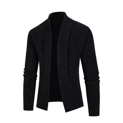 Men's cardigan with modern shawl collar and fine textured pattern Skorter