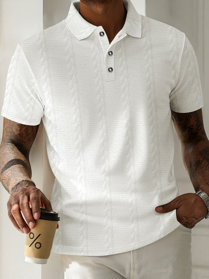 Men's Sporty Polo Shirt with Textured Pattern Skorter