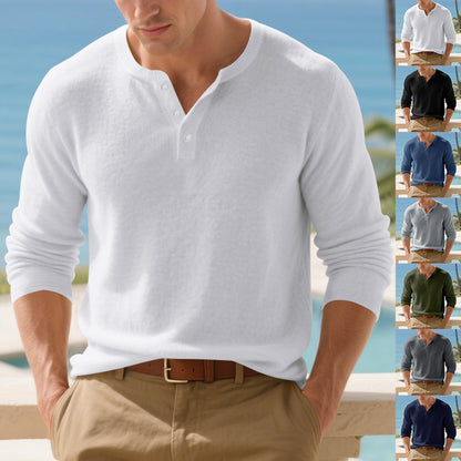 Men's Long Sleeve Shirts in Classic Henley Style Skorter