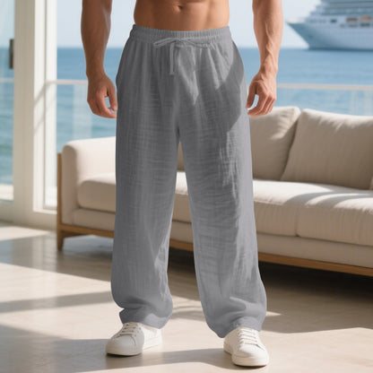 Men's airy beach pants with elastic waistband and side pockets Skorter