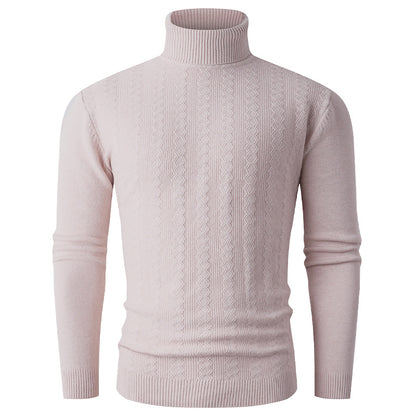 Men's turtleneck sweater with textured pattern and high collar Skorter