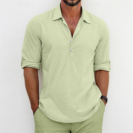 Men's stylish shirt with three-quarter sleeves and button placket Skorter