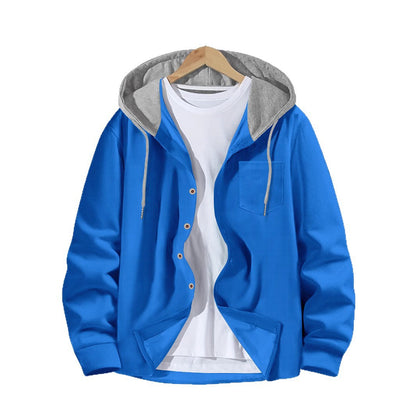 Men's versatile hoodie shirt with textured surface and practical chest pocket Skorter
