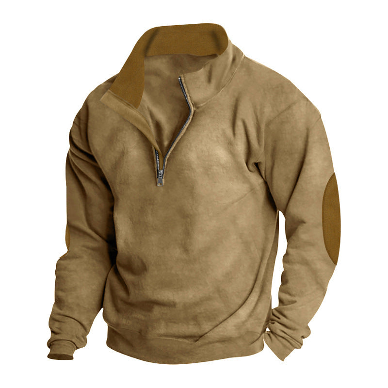 Men's sporty pullover with half-length zipper and modern elbow patches Skorter