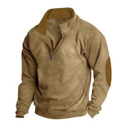 Men's sporty pullover with half-length zipper and modern elbow patches Skorter