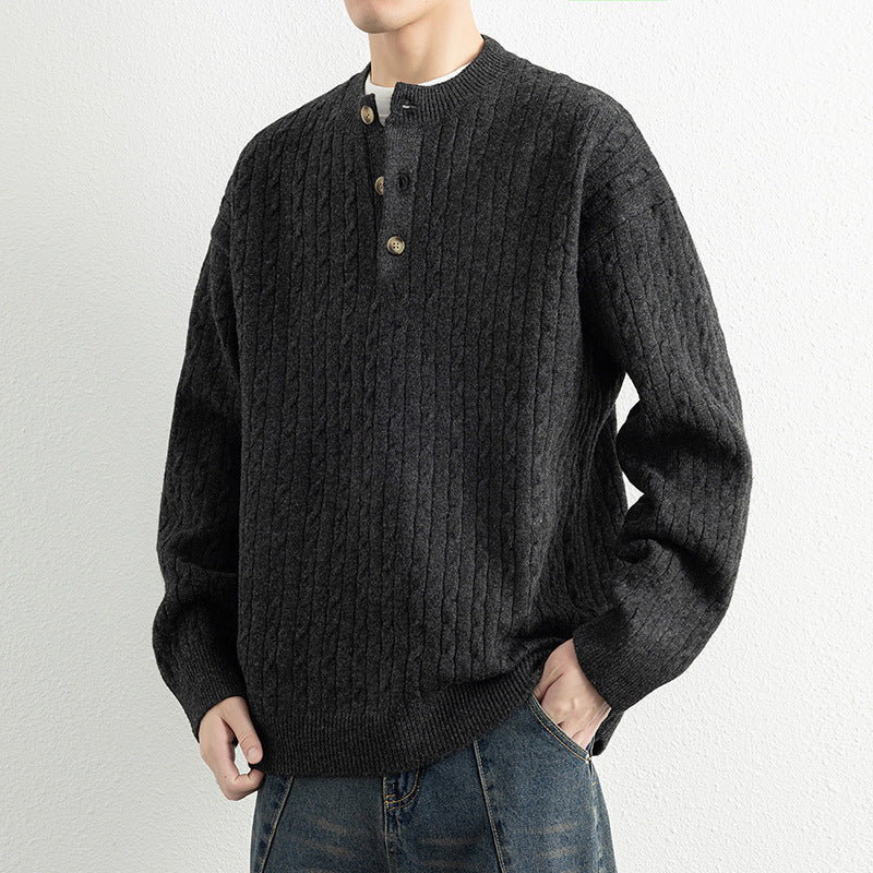 Men's sweater with button details and textured surface Skorter